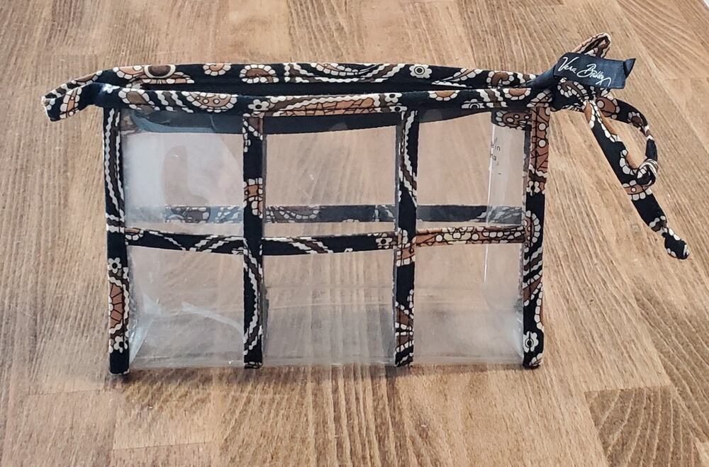 Vera Bradley Clear Transparent Cosmetic Pouch Makeup Bag Through 7" Wide